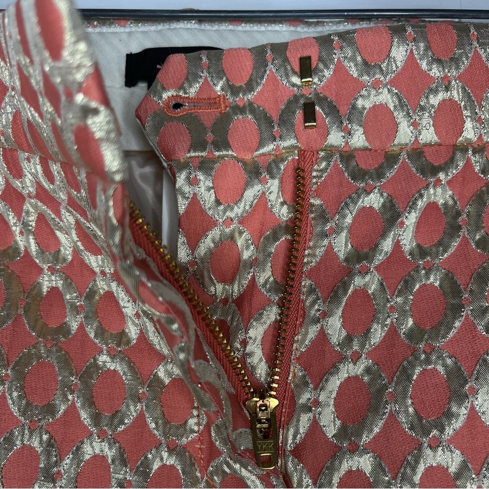 J. Crew Gold and Pink Cropped Pants with Shimmering Pattern - Picture 2 of 5